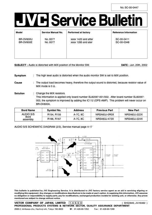 JVC BR-DV600E technical manual preview