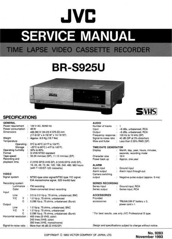 JVC BR-S925U technical manual preview