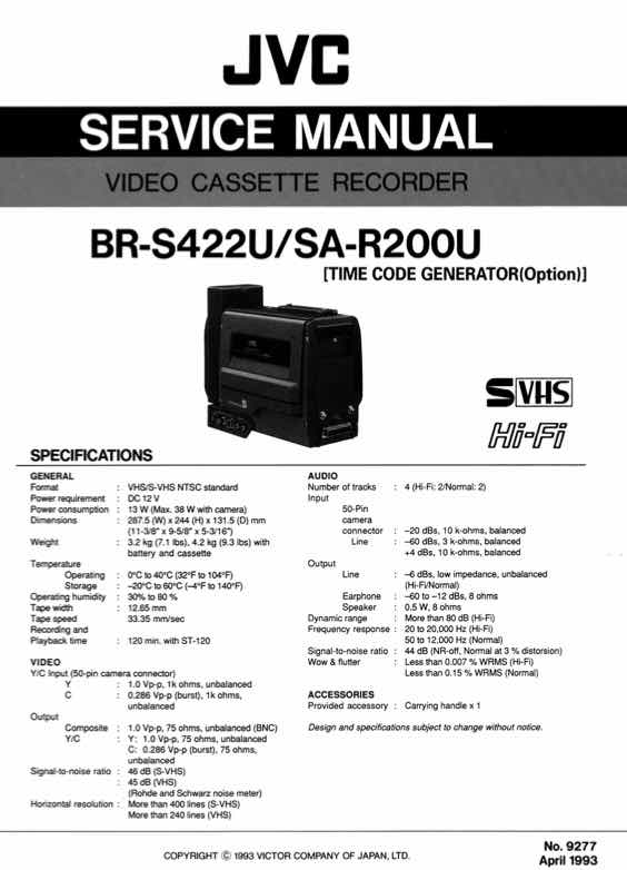 JVC BR_S422U technical manual preview