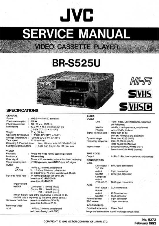 JVC BR_S525U technical manual preview