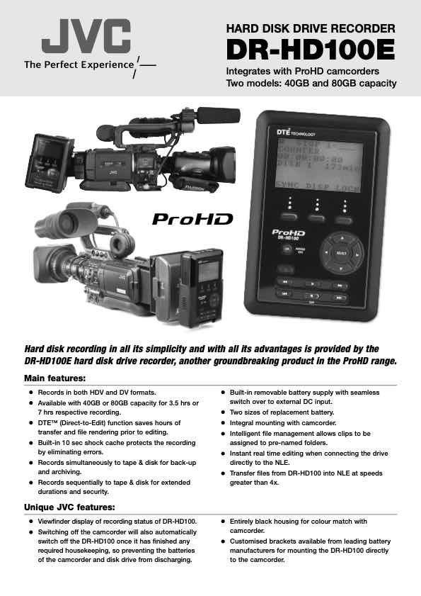 JVC DR-HD100 technical manual preview