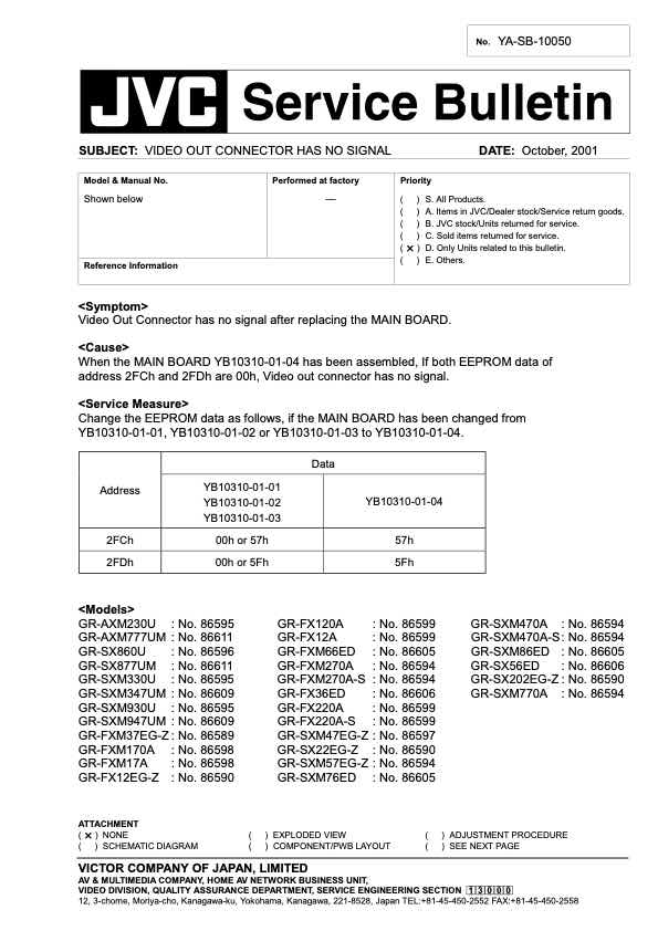 JVC General Service Bulletin technical manual preview