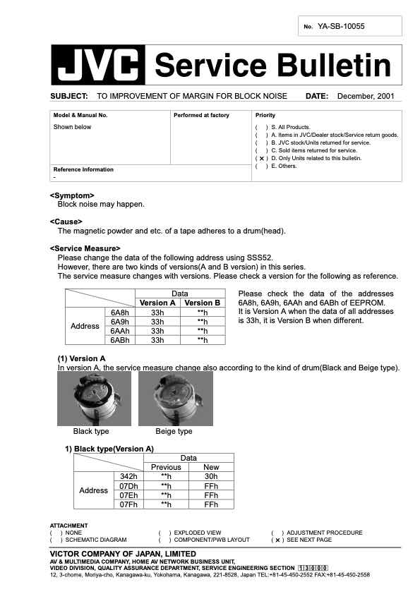 JVC General Service Bulletin technical manual preview