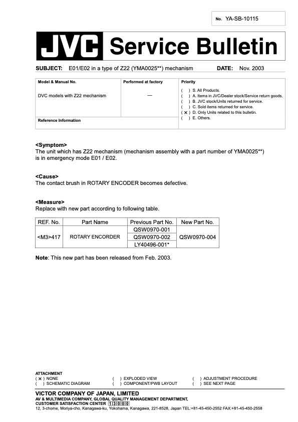 JVC General Service Bulletin technical manual preview