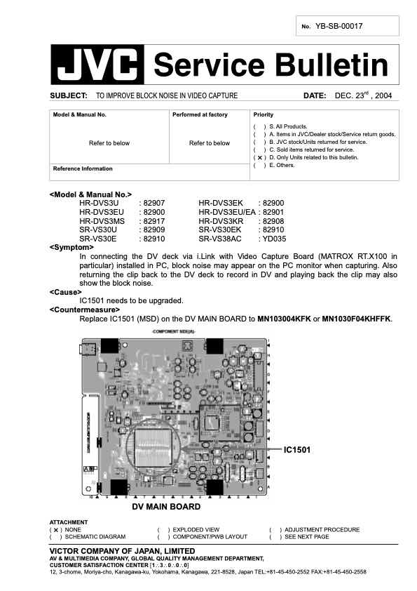 JVC HR-DVS3 technical manual preview