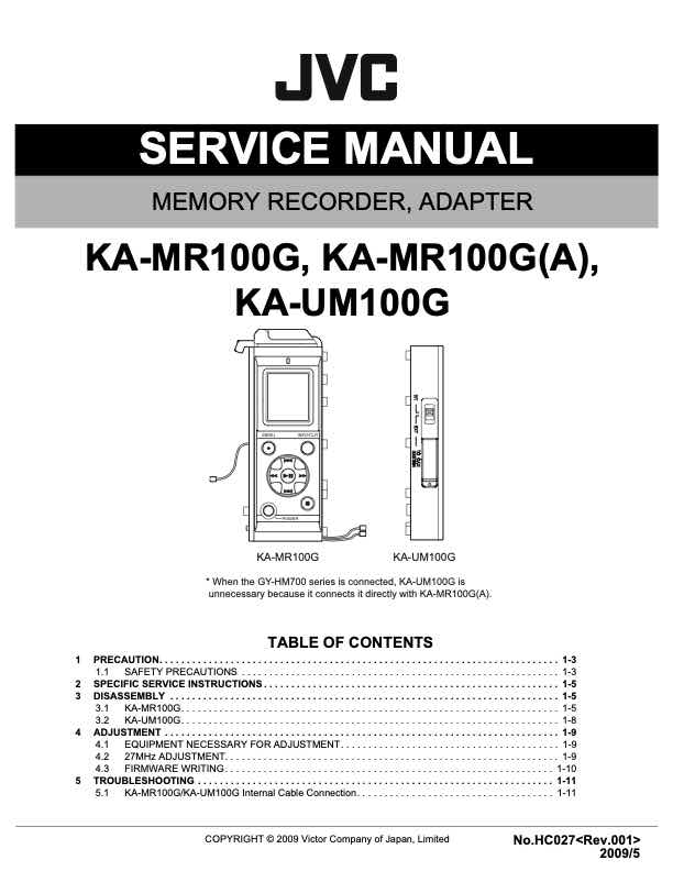 JVC KA-MR100 technical manual preview
