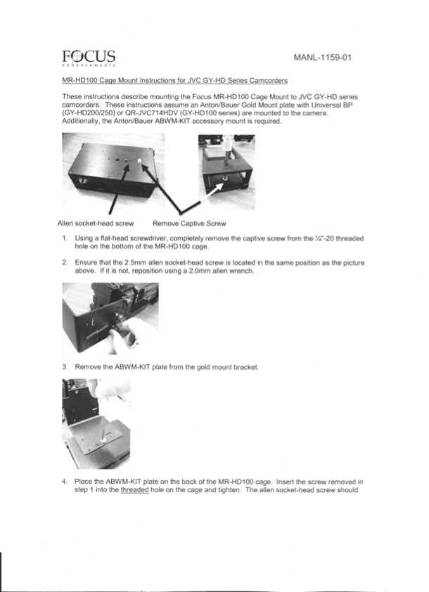 JVC MR-HD100 technical manual preview