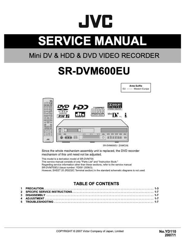 JVC SR-DVM600EU technical manual preview