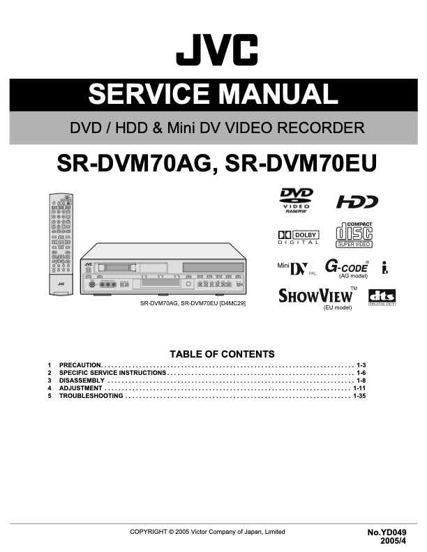 JVC SR-DVM70 technical manual preview