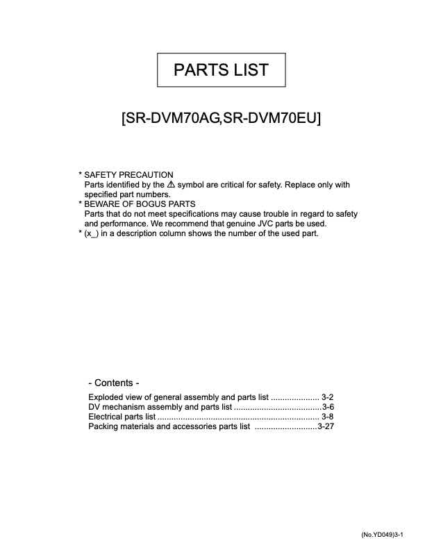 JVC SR-DVM70 technical manual preview