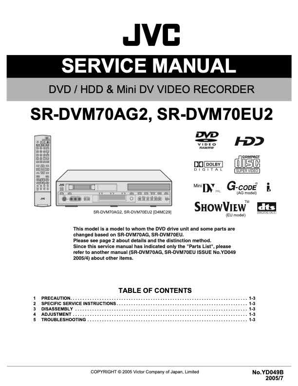 JVC SR-DVM70EU2 technical manual preview