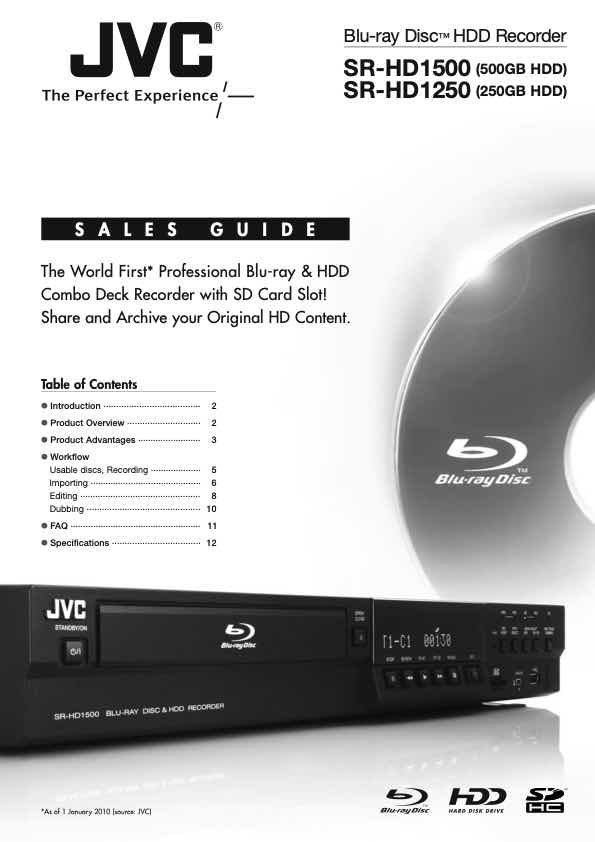 JVC SR-HD1500 technical manual preview