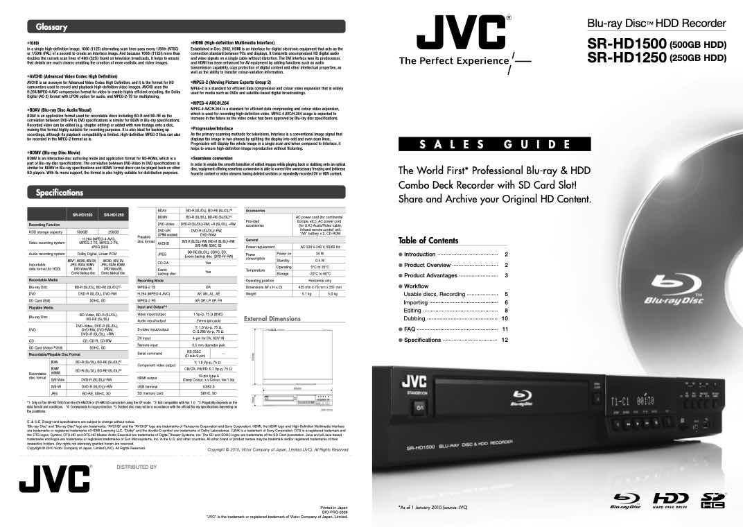 JVC SR-HD1500 technical manual preview