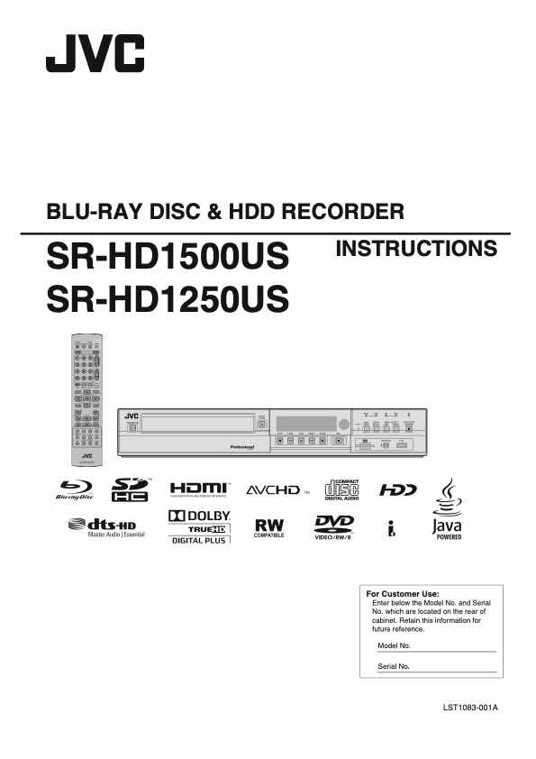 JVC SR-HD1500 technical manual preview