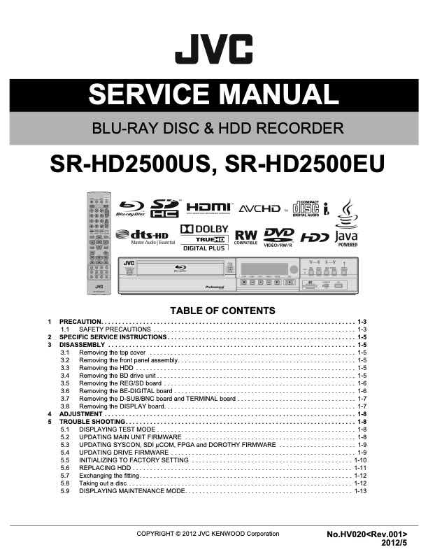 JVC SR-HD2500EU technical manual preview
