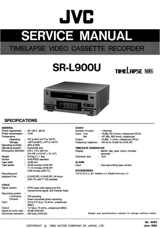 JVC SR-L900U technical manual preview