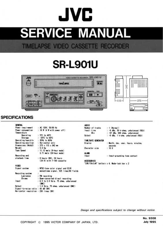 JVC SR-L901U technical manual preview
