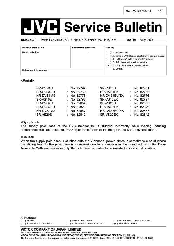 JVC SR-VS30E technical manual preview