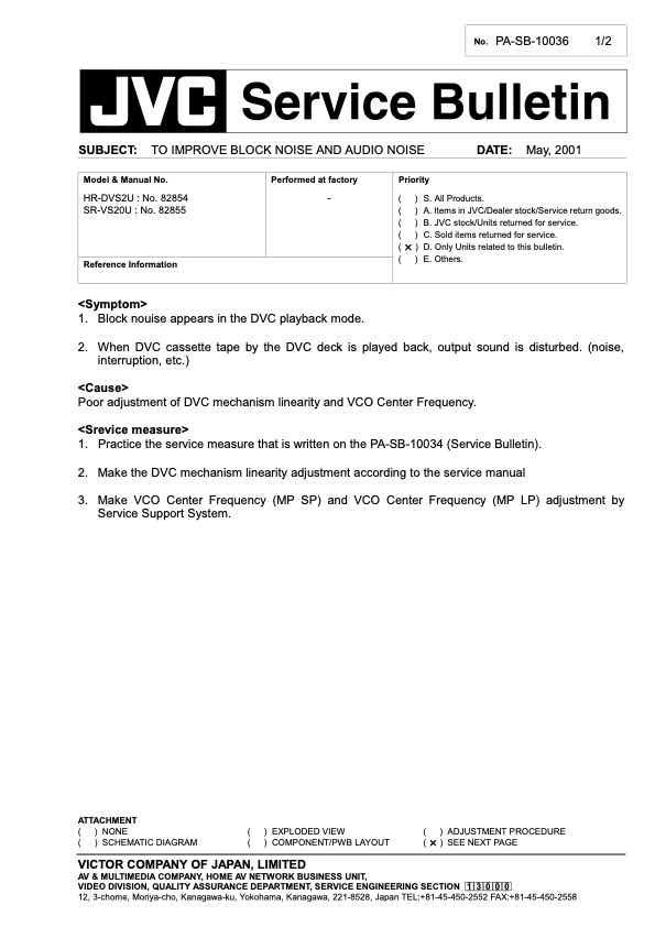 JVC SR-VS30E technical manual preview