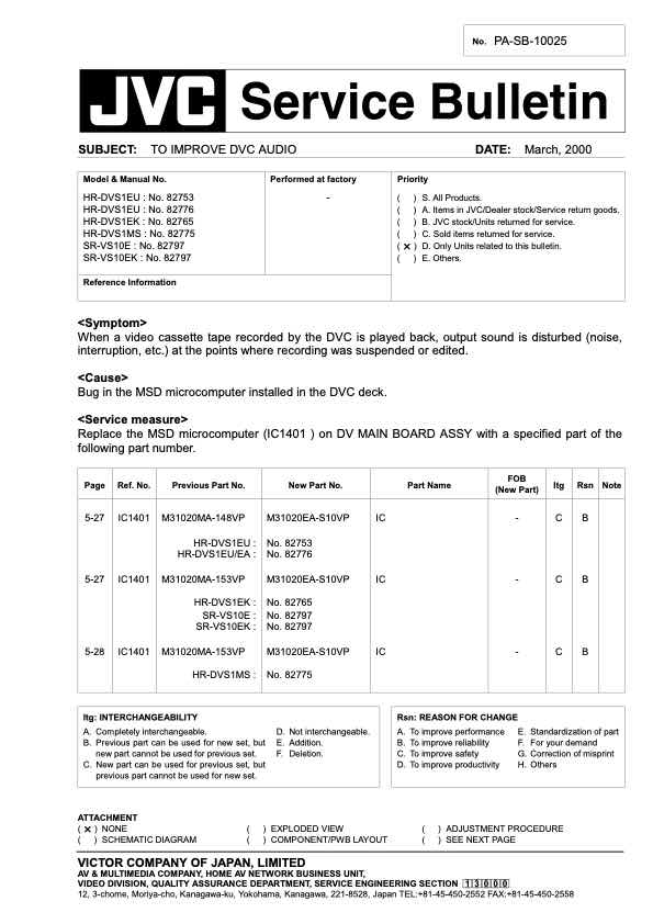 JVC SR-VS30E technical manual preview