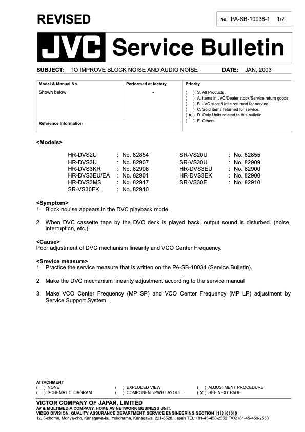 JVC SR-VS30E technical manual preview