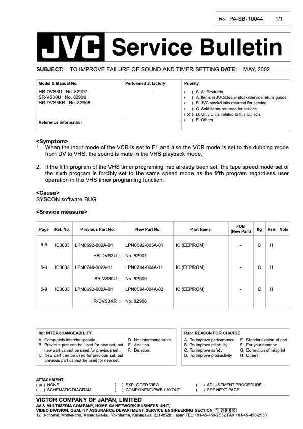 JVC SR-VS30E technical manual preview