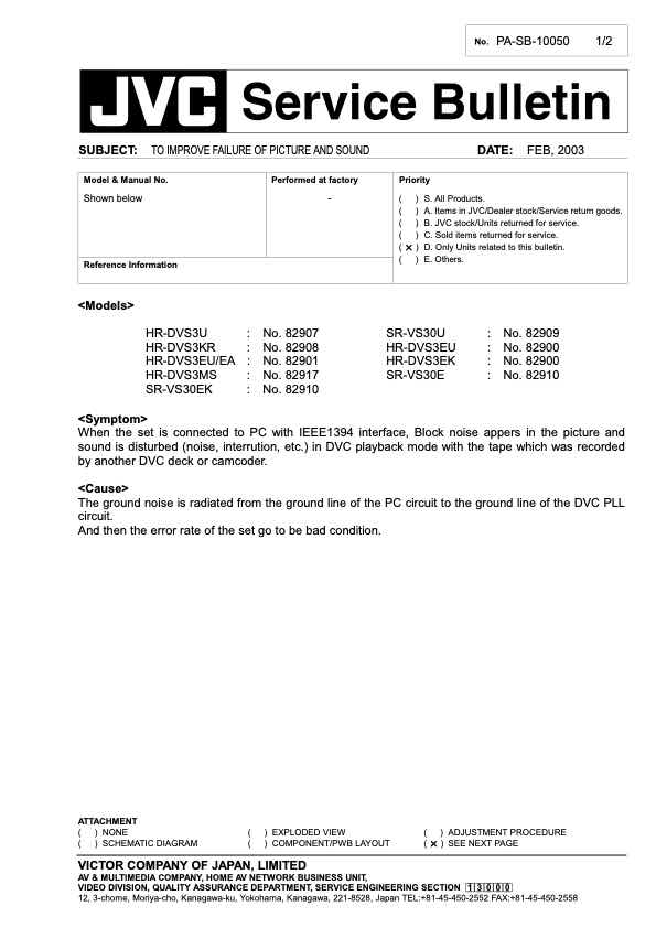 JVC SR-VS30E technical manual preview