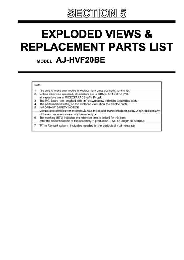 JVC AJ-HVF20BPE technical manual preview