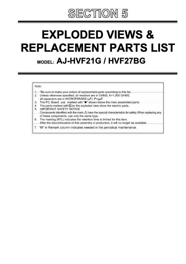 JVC AJ-HVF21G HVF27BG technical manual preview