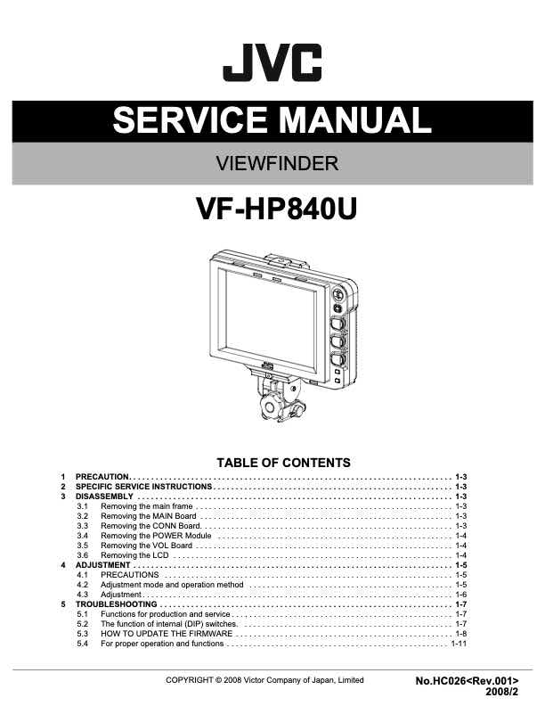 JVC VF-HP840 technical manual preview