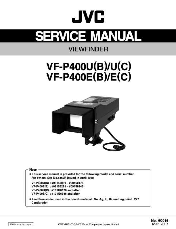 JVC VF-P400E(B) technical manual preview